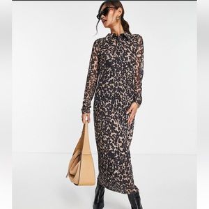 & Other Stories - Midi Mesh Cheetah Print Shirt Dress, NWT Size 8